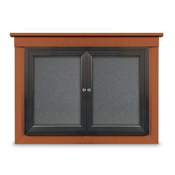 18"x24" 1-Door Enclosed Letterboard, Green Felt/Lt Oak